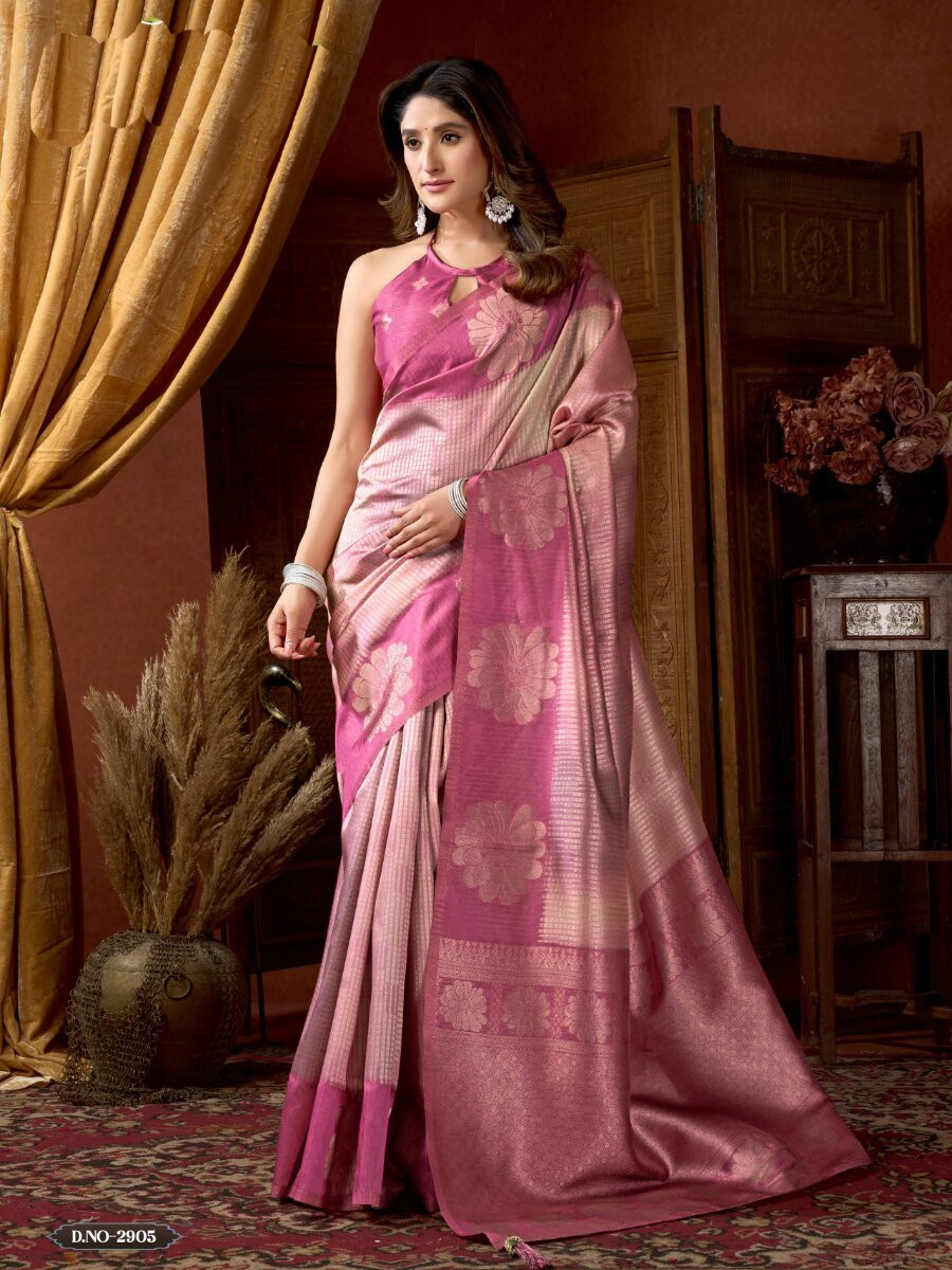 Light Pink Kota Silk Handwoven Wedding Reception Party Casual Heavy Border Sarees