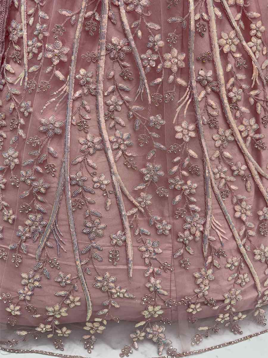 Light Pink Net Embroidered Wedding Reception Festival Heavy Border Lehenga Choli