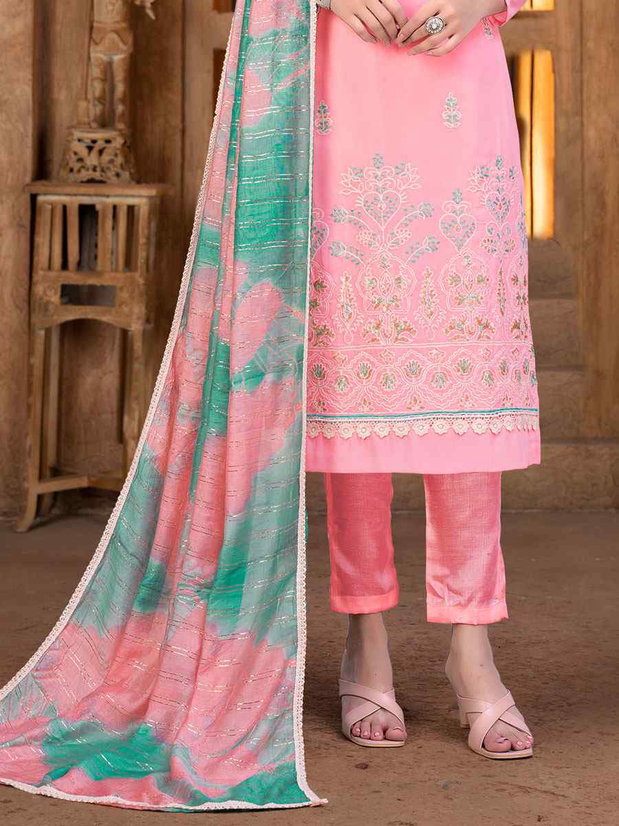 Light Pink Pure Cotton Printed Casual Festival Pant Salwar Kameez