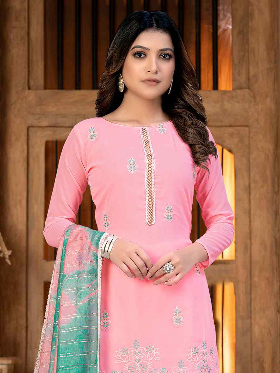 Light Pink Pure Cotton Printed Casual Festival Pant Salwar Kameez