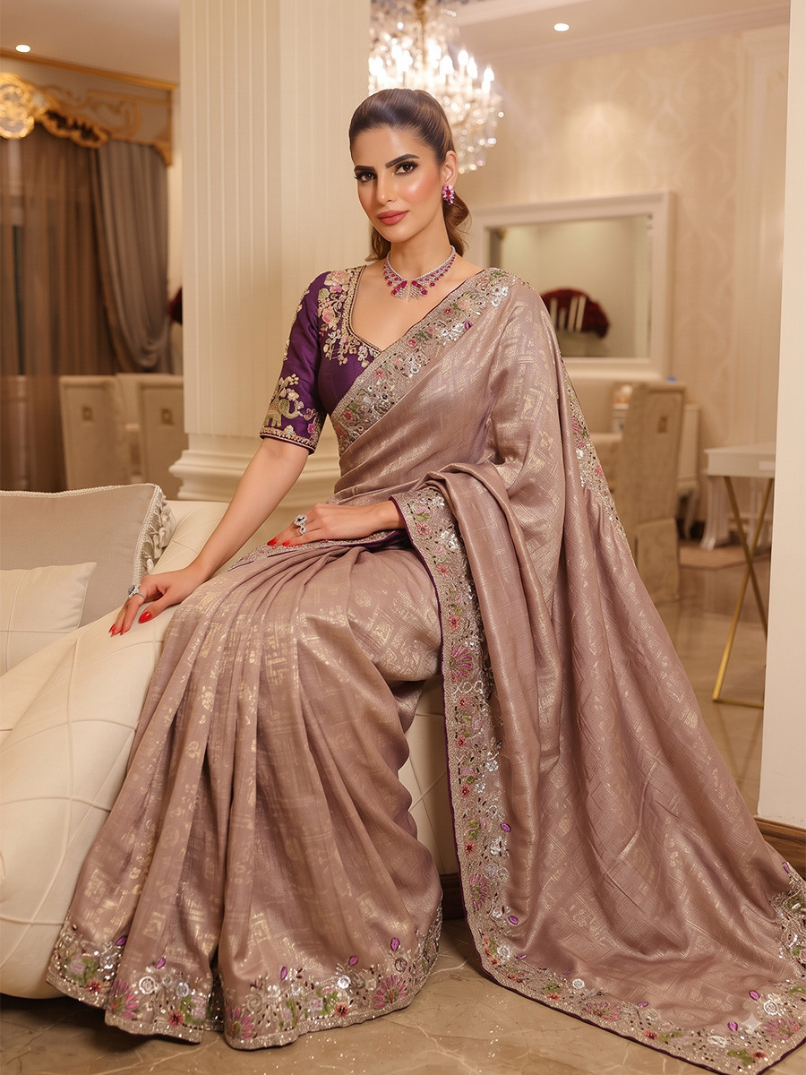 Light Pink Pure Kanjivarm Silk Embroidery Wedding Reception Party Festival Casual Heavy Border Sarees