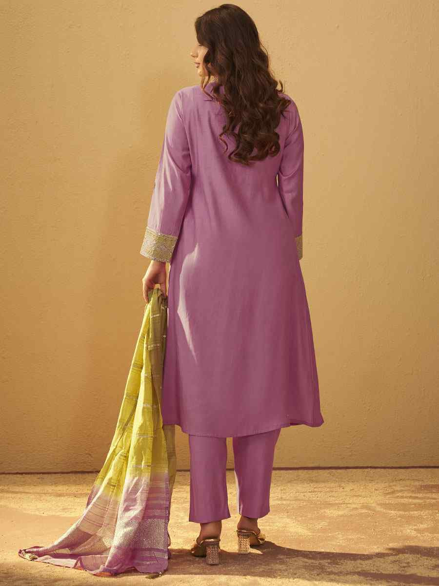 Light Pink Roman Silk Embroidery Party Festival Casual Ready Pant Salwar Kameez