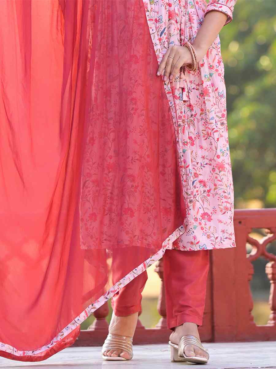 Light Pink Rubi Silk Printed Festival Mehendi Ready Anarkali Salwar Kameez