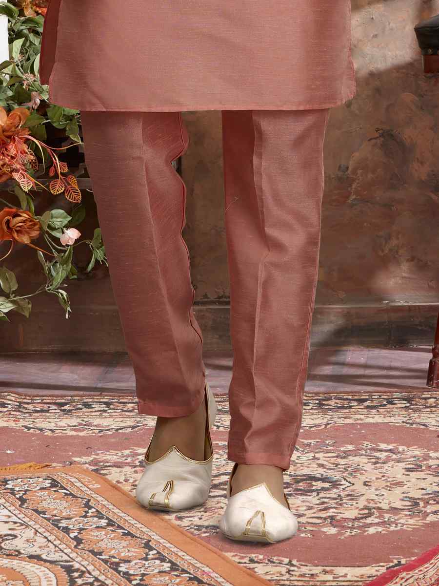 Light Pink Silk Dupion Woven Festival Wedding Sherwani