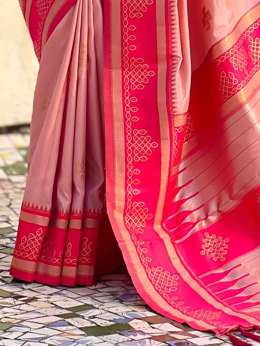 Light Pink Soft Silk Handwoven Casual Reception Festival Wedding Fancy Classic Style Sarees