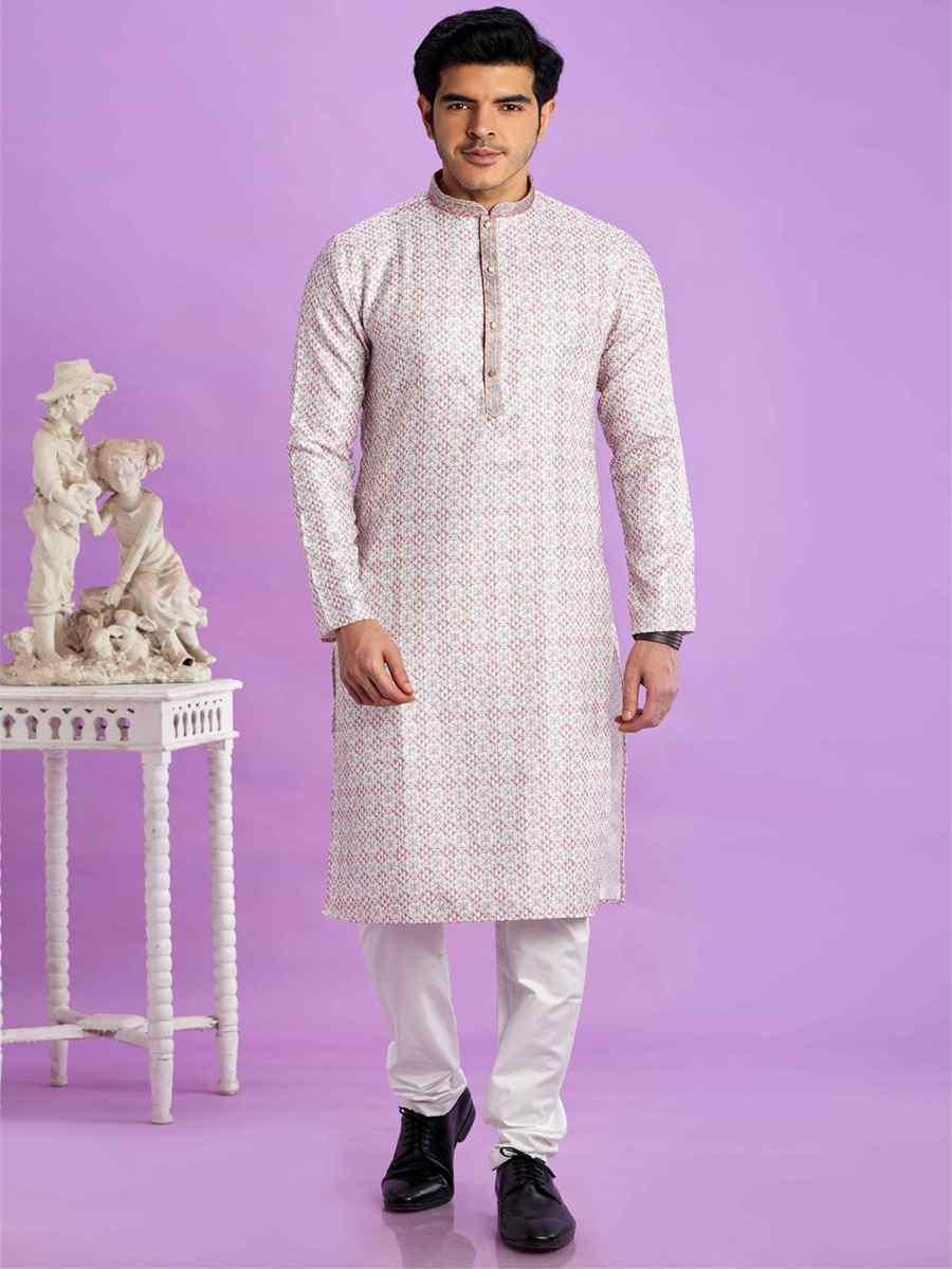 Light Pista Cotton Printed Festival Casual Kurta