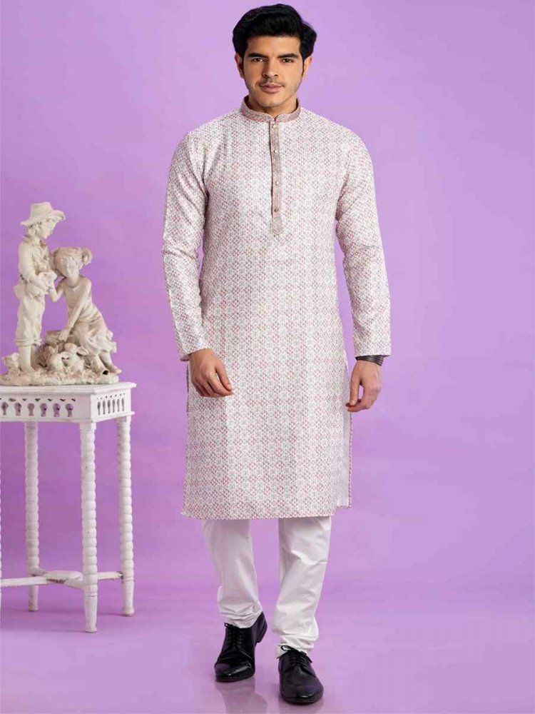 Light Pista Cotton Printed Festival Casual Kurta