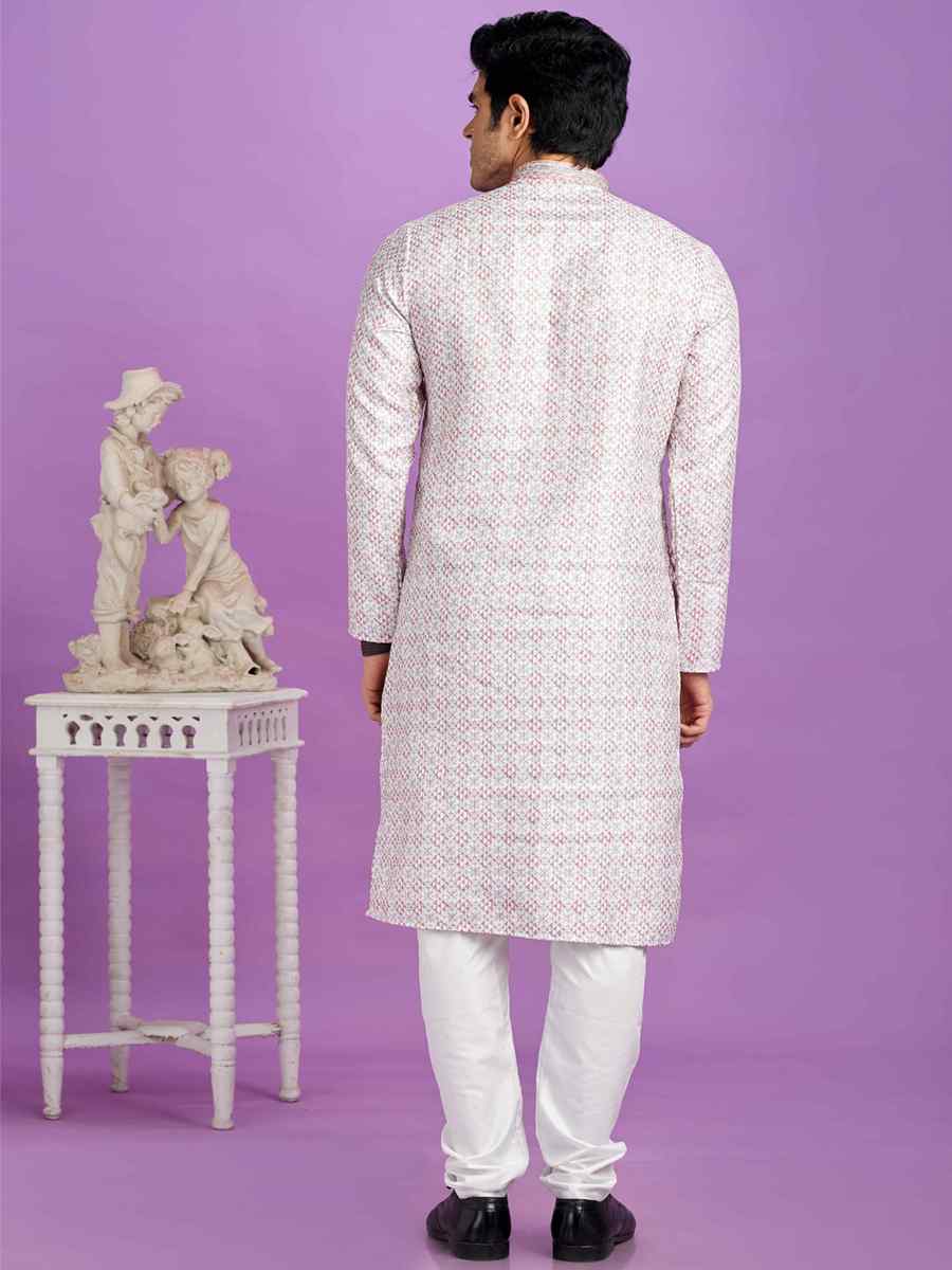 Light Pista Cotton Printed Festival Casual Kurta
