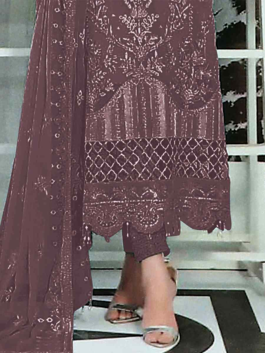 Light Purple Heavy Faux Georgette Embroidered Festival Party Pant Salwar Kameez