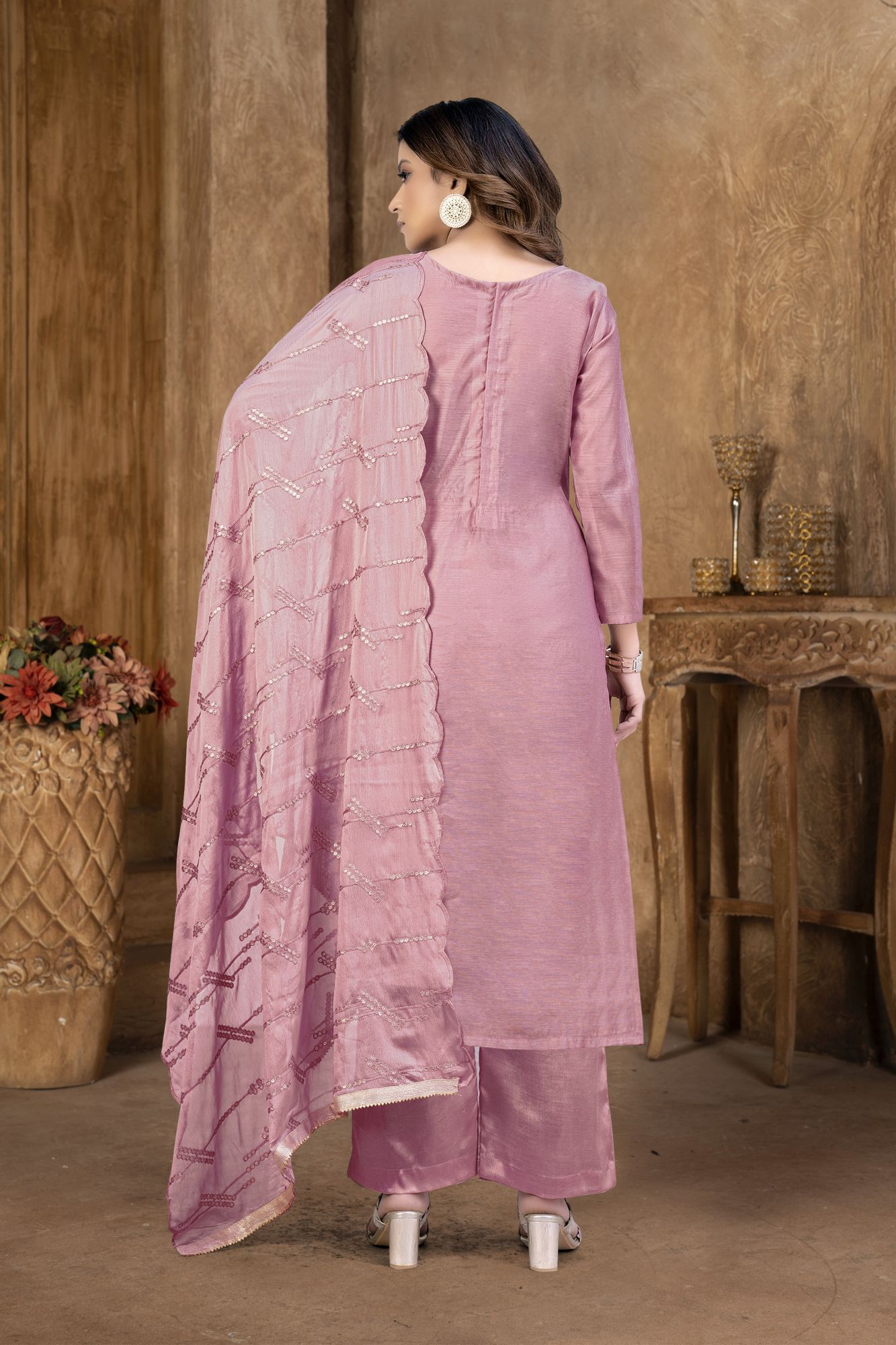 Light Purple Modal Chanderi Cotton Lace Work Festival Party Pant Salwar Kameez