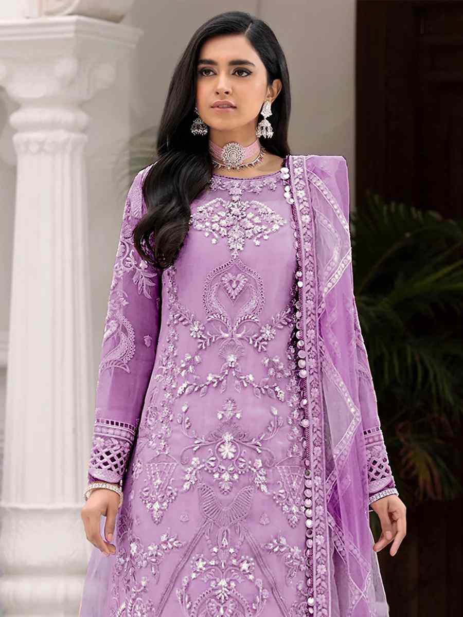 Light Purple Net Embroidered Festival Sharara Pant Salwar Kameez