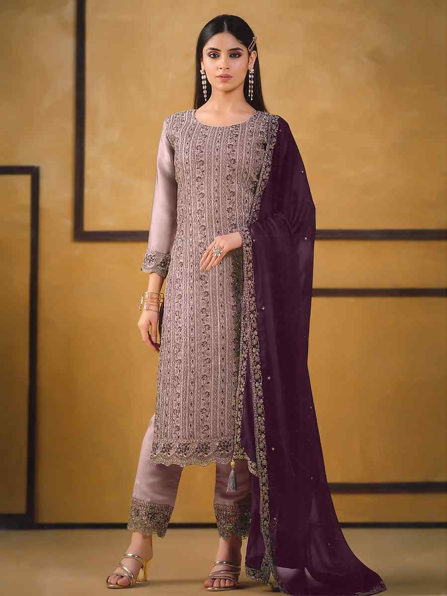 Light Purple Rangoli Silk Embroidered Festival Wedding Pant Salwar Kameez