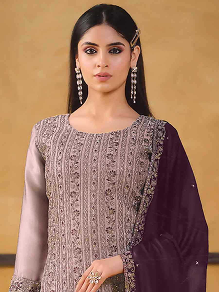 Light Purple Rangoli Silk Embroidered Festival Wedding Pant Salwar Kameez