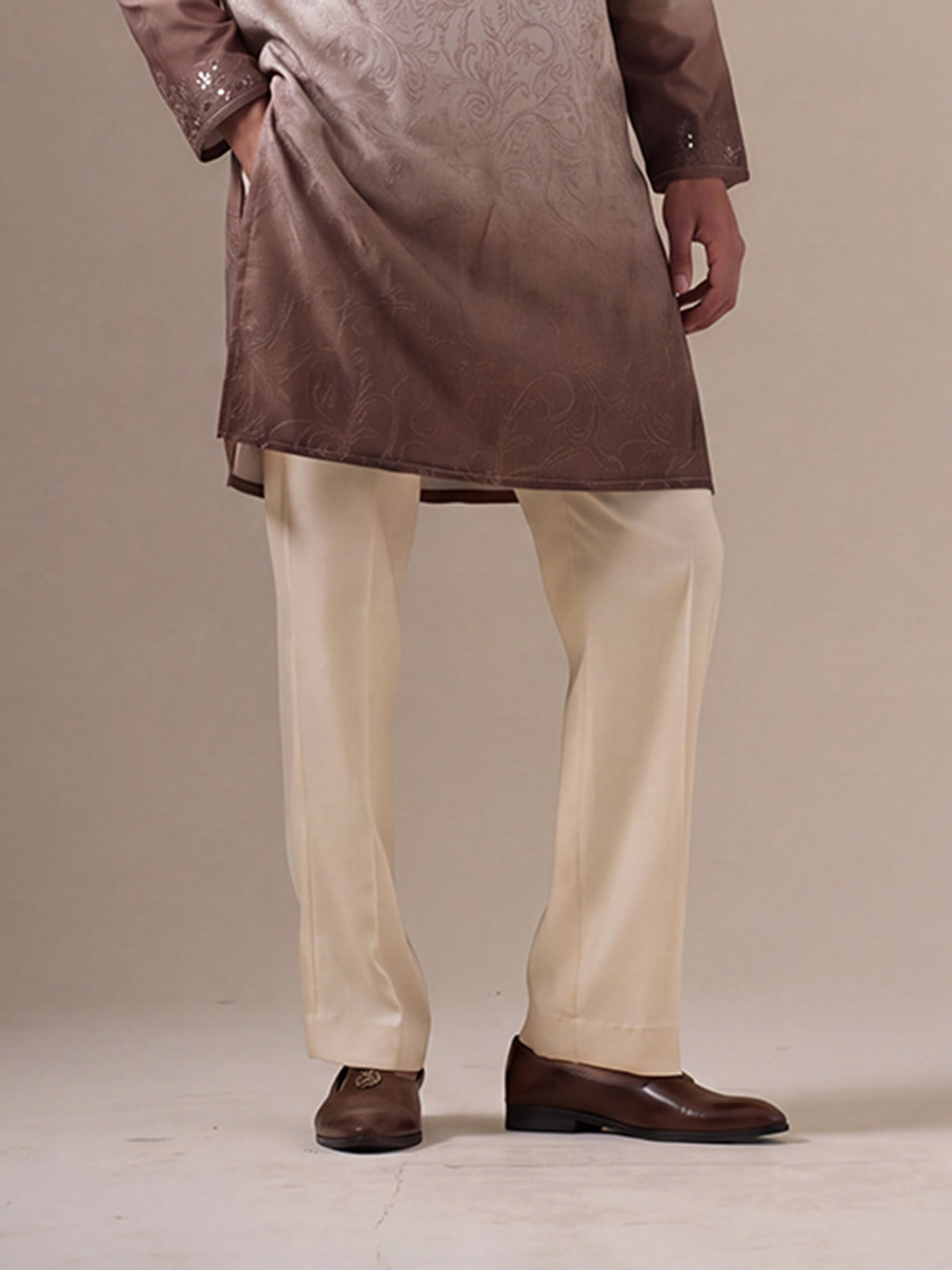 Light Purple Silk Embroidery Wedding Party Festival Casual Mens Wear Kurta