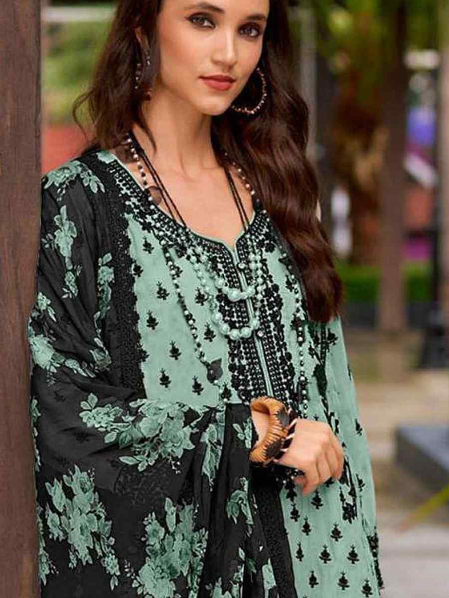 Light Sea Green Heavy Faux Georgette Embroidered Festival Casual Pant Salwar Kameez