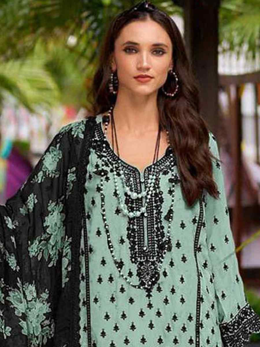 Light Sea Green Heavy Faux Georgette Embroidered Festival Casual Pant Salwar Kameez