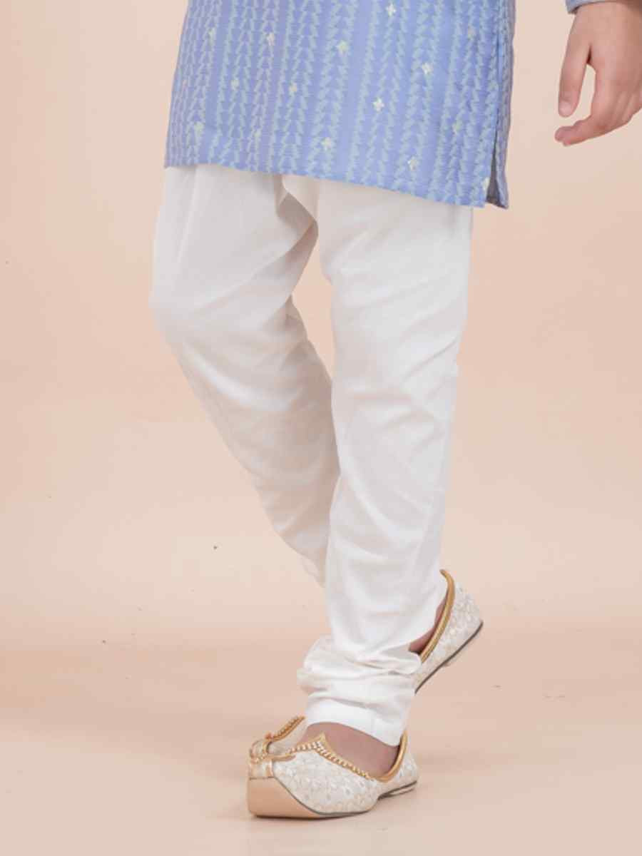Light Violet Cotton Self Jacquard Embroidered Festival Traditional Kurta Pyjama Boys Wear