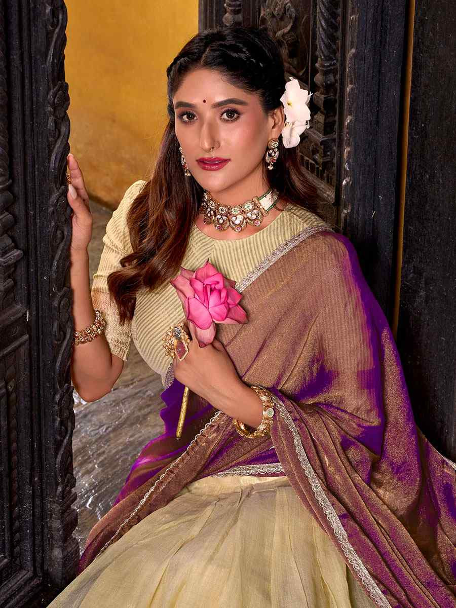 Light Yellow Dhupion Silk Zari Wedding Reception Festival Heavy Border Lehenga Choli