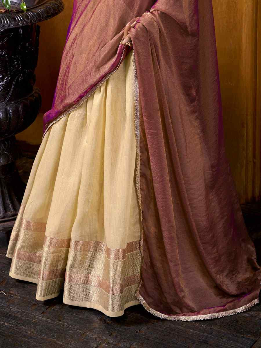 Light Yellow Dhupion Silk Zari Wedding Reception Festival Heavy Border Lehenga Choli