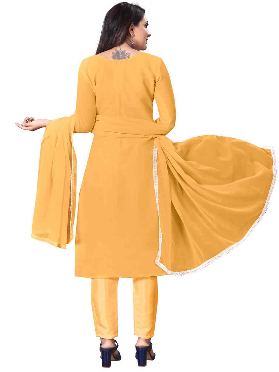 Light Yellow Faux Georgette Embroidered Casual Festival Pant Salwar Kameez