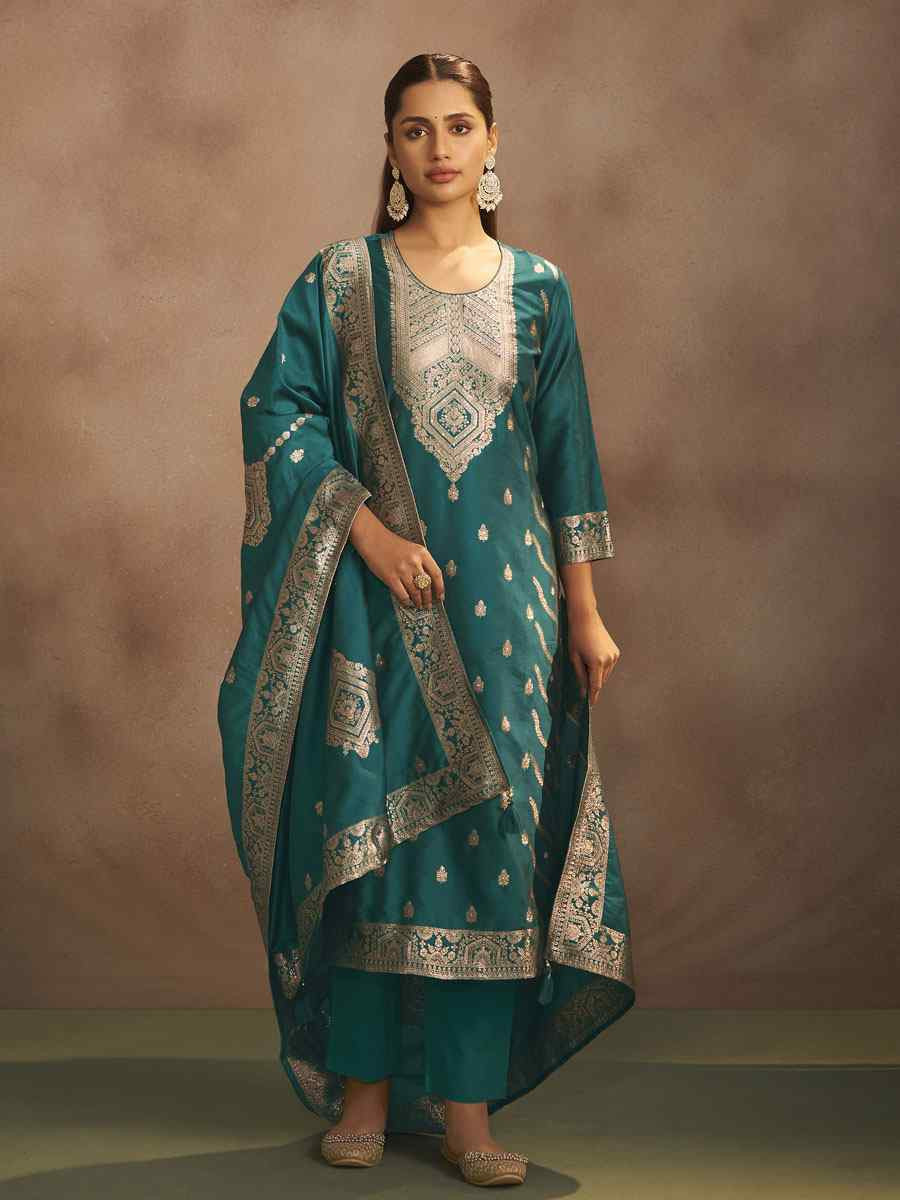 Lilac Art Silk Embroidery Party Festival Casual Ready Pant Salwar Kameez