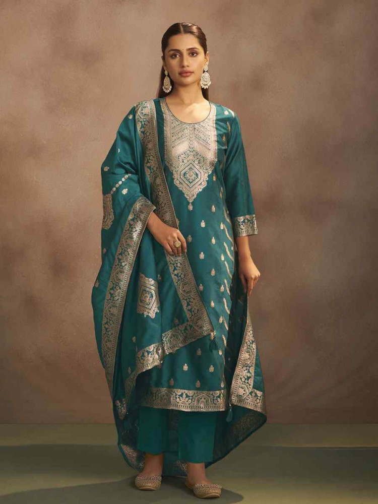 Image of Lilac Art Silk Embroidery Party Festival Casual Ready Pant Salwar Kameez