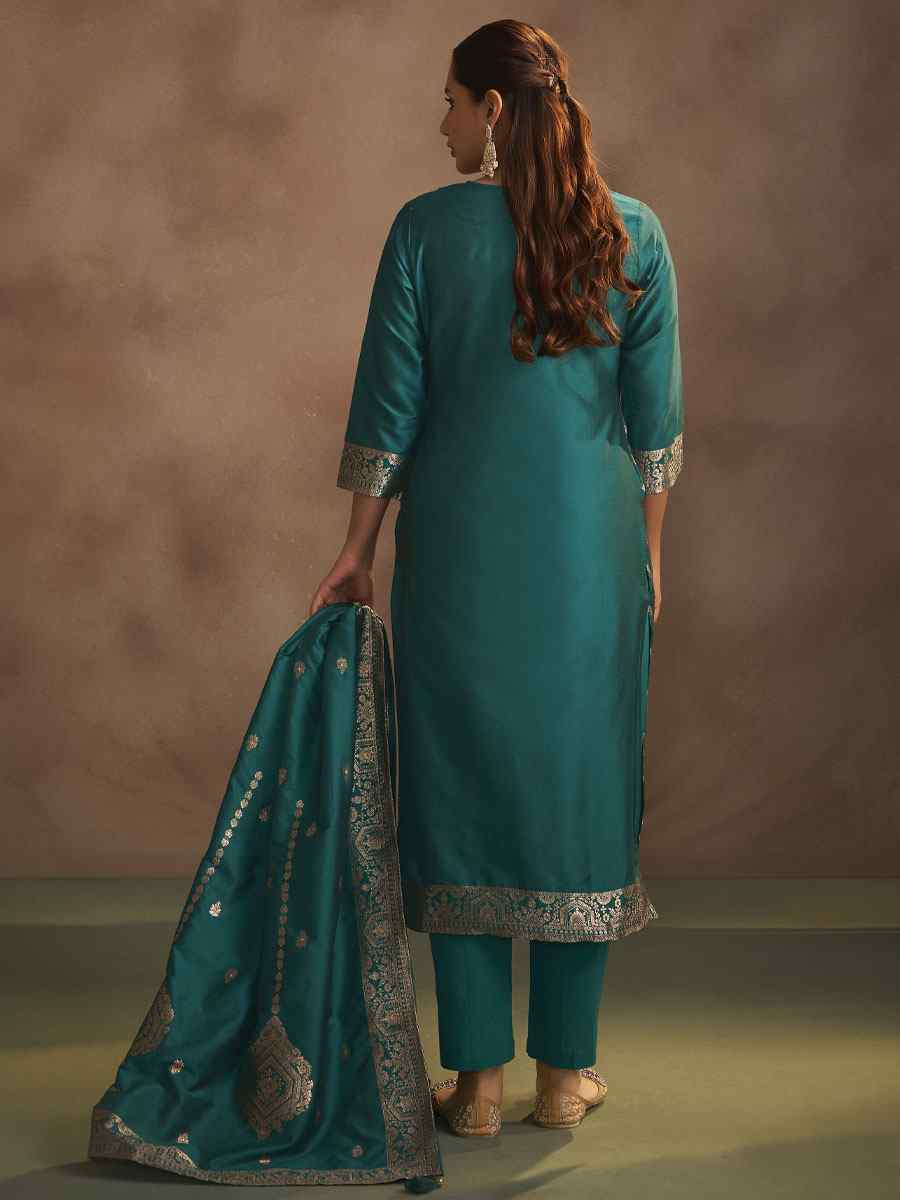 Lilac Art Silk Embroidery Party Festival Casual Ready Pant Salwar Kameez