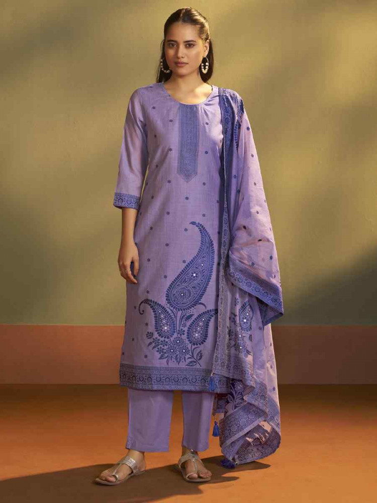 Image of Lilac Purple Art Silk Handwoven Party Festival Casual Ready Pant Salwar Kameez