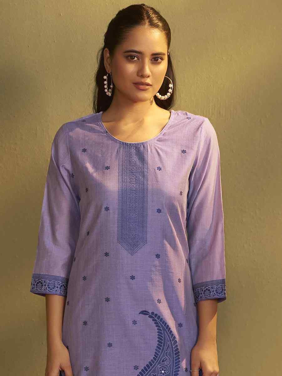 Lilac Purple Art Silk Handwoven Party Festival Casual Ready Pant Salwar Kameez