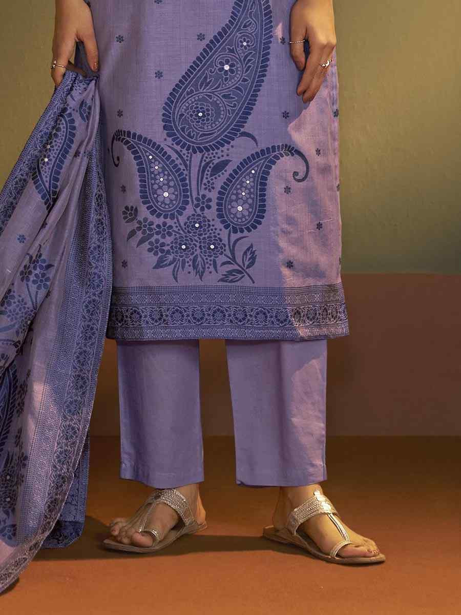 Lilac Purple Art Silk Handwoven Party Festival Casual Ready Pant Salwar Kameez