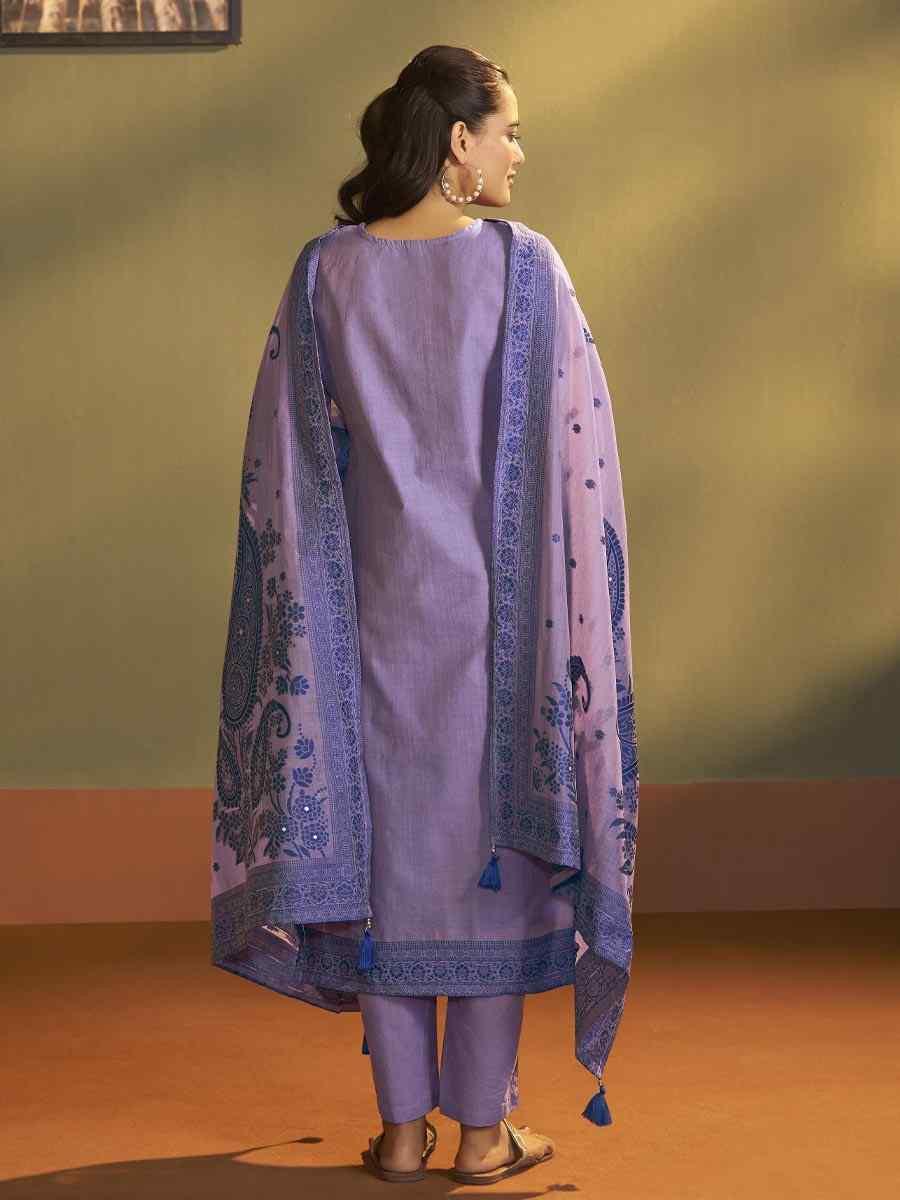Lilac Purple Art Silk Handwoven Party Festival Casual Ready Pant Salwar Kameez