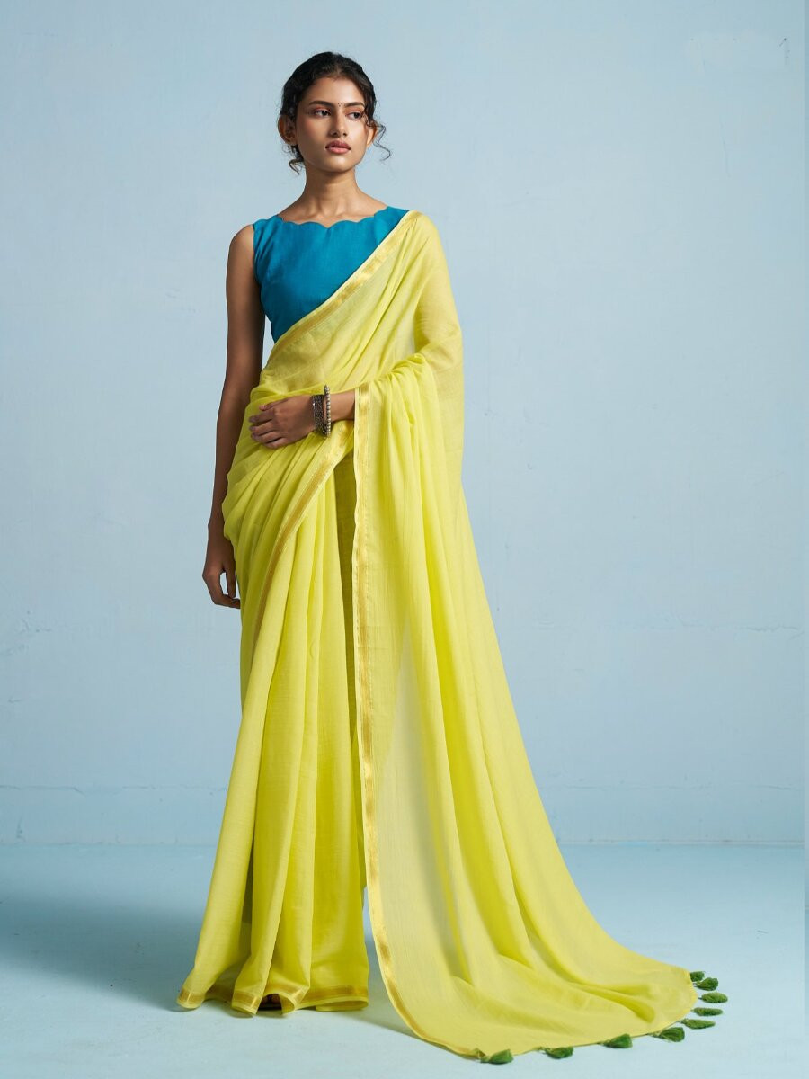 Lime Green Viscose Plain Casual Party Festival Wedding Fancy Classic Style Sarees