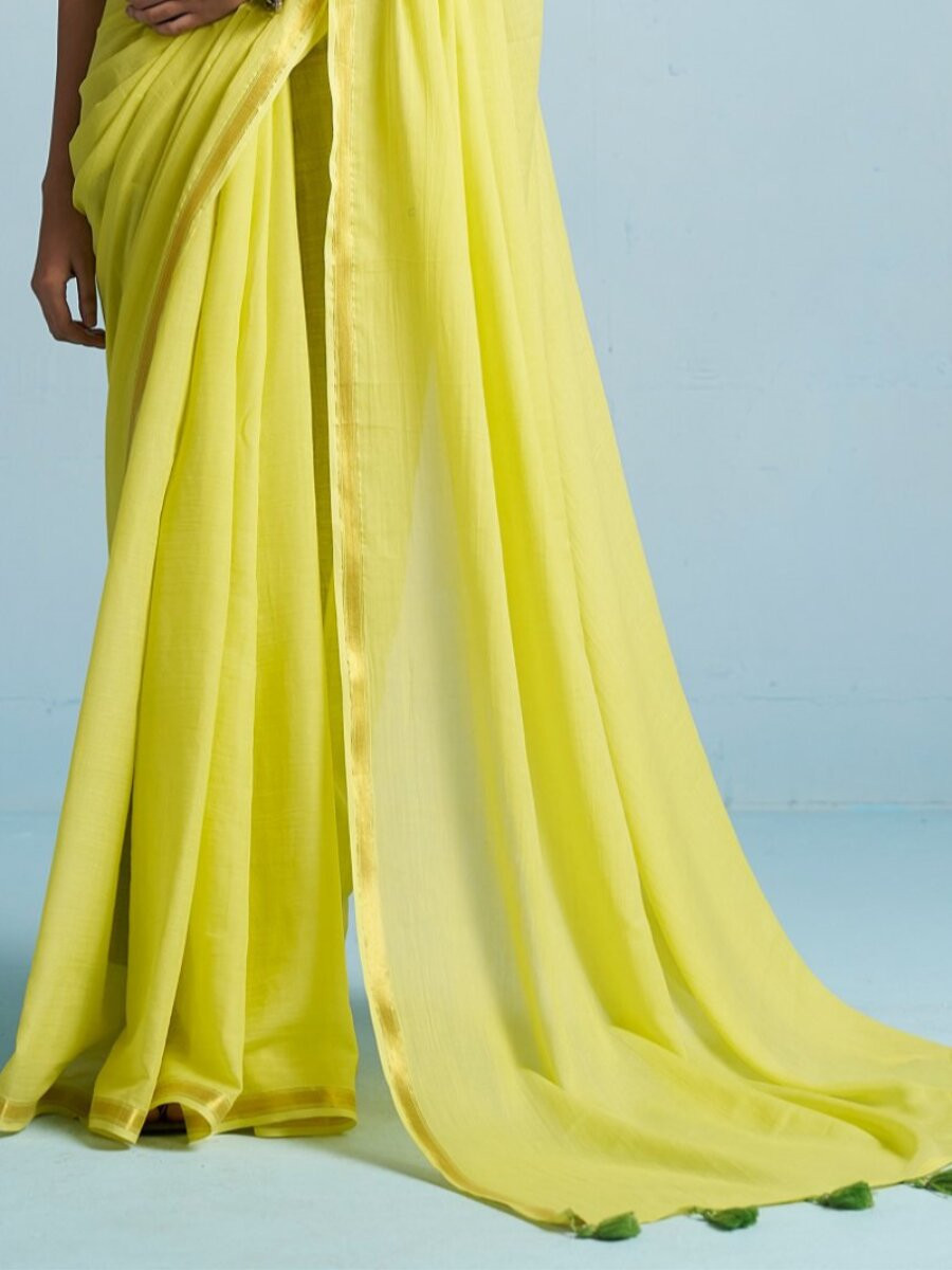 Lime Green Viscose Plain Casual Party Festival Wedding Fancy Classic Style Sarees