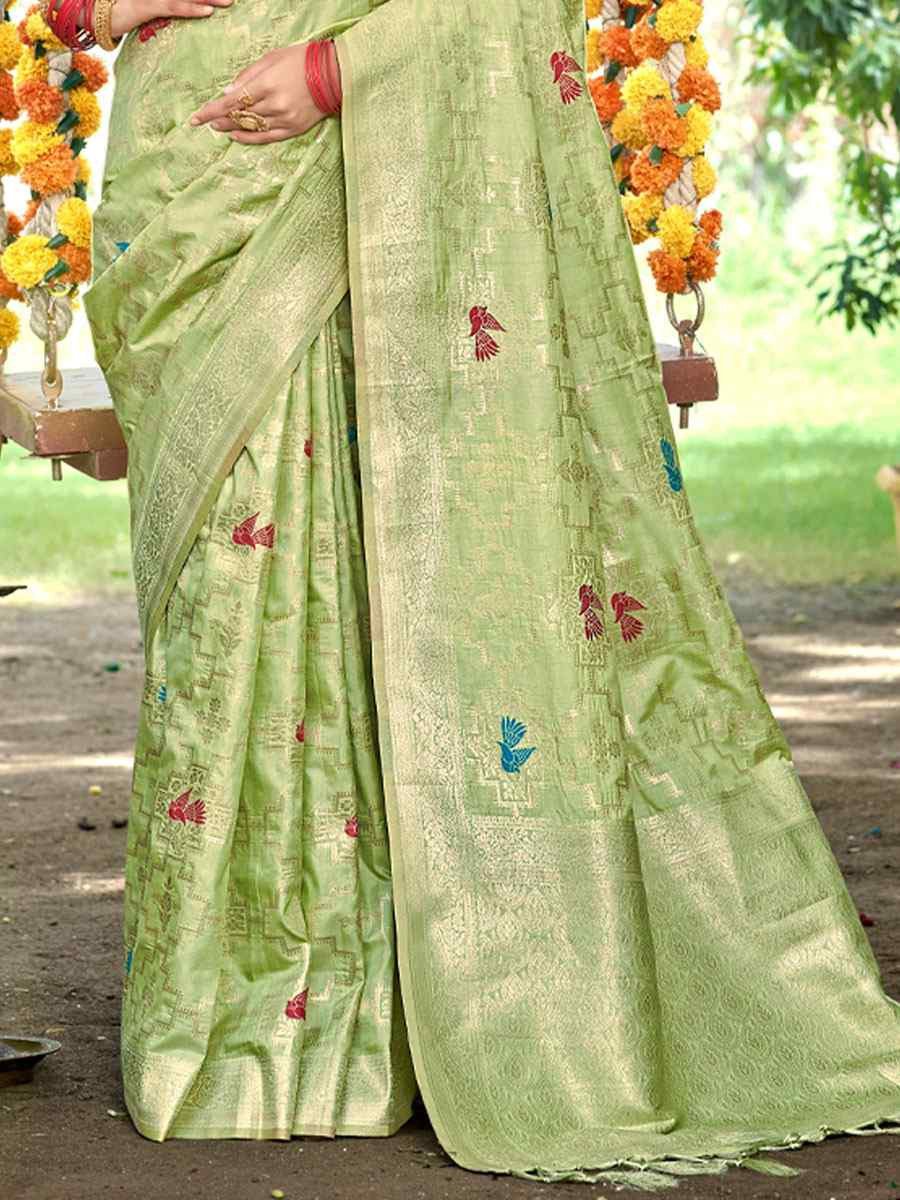 Lite Green Assam Silk Handwoven Traditional Bridal Reception Festival Wedding Fancy Classic Style Sarees