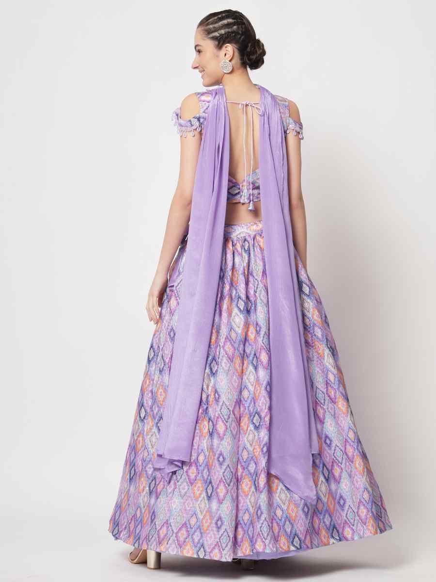 Lovender Chinon Silk Embroidered Wedding Festival Circular Lehenga Choli