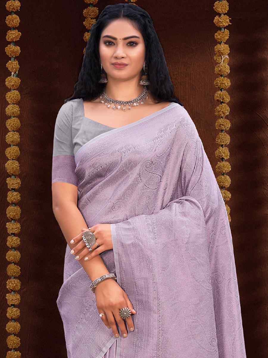 Lovender Kanjivaram Silk Printed Wedding Festival Classic Style Saree