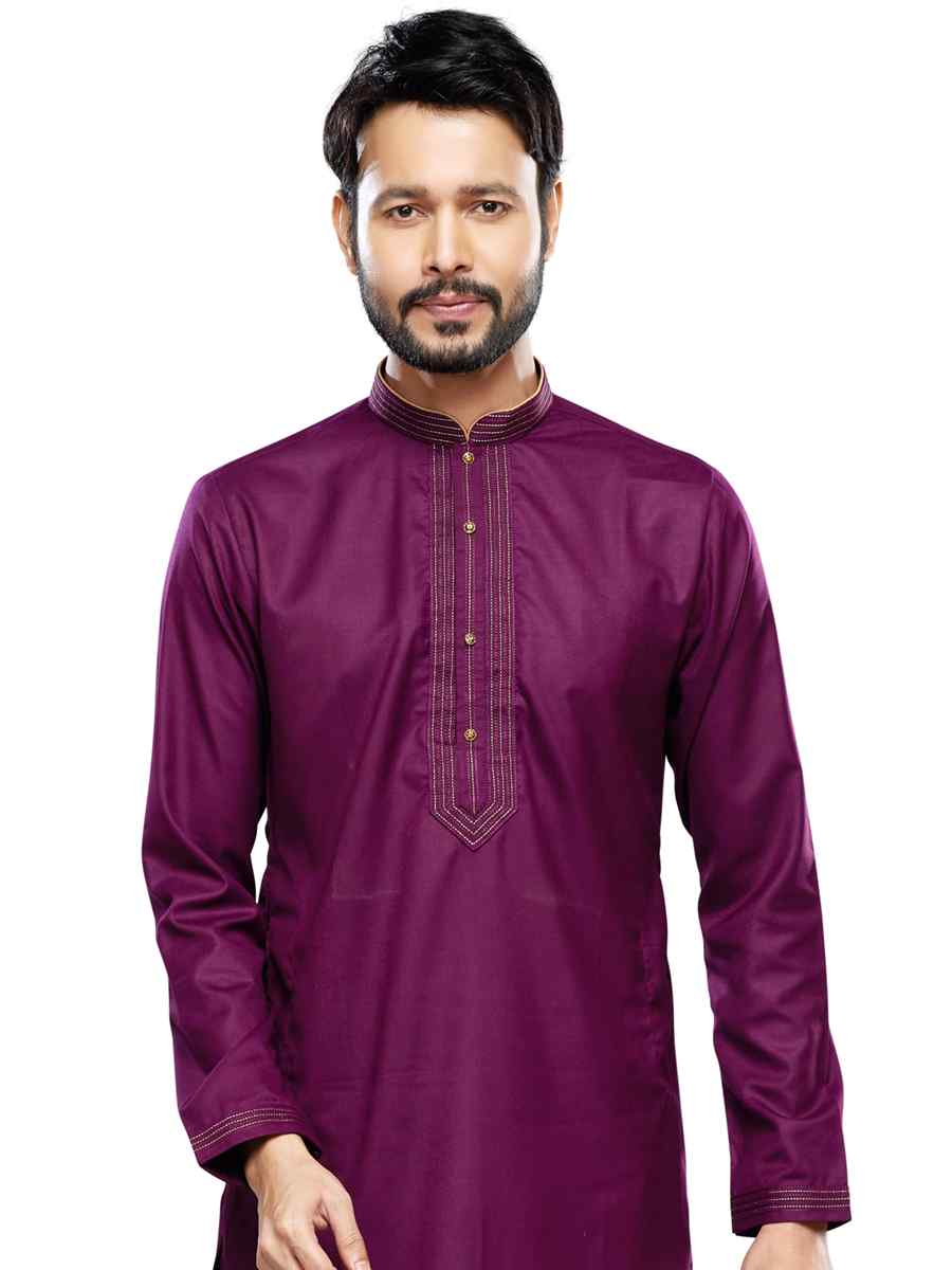 Magenta Art Silk Printed Festival Casual Kurta