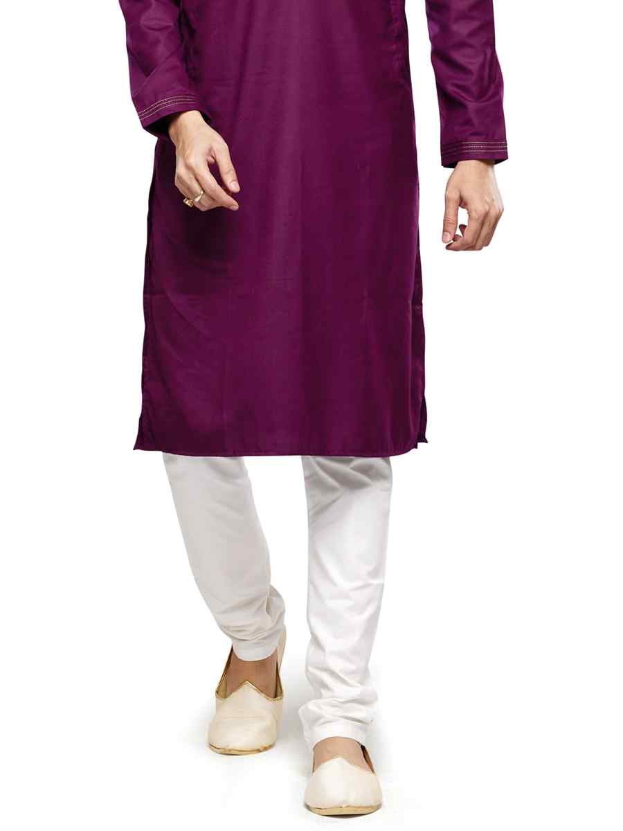 Magenta Art Silk Printed Festival Casual Kurta