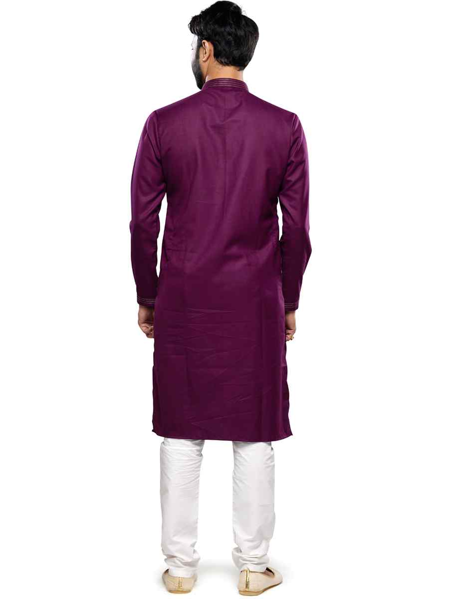 Magenta Art Silk Printed Festival Casual Kurta