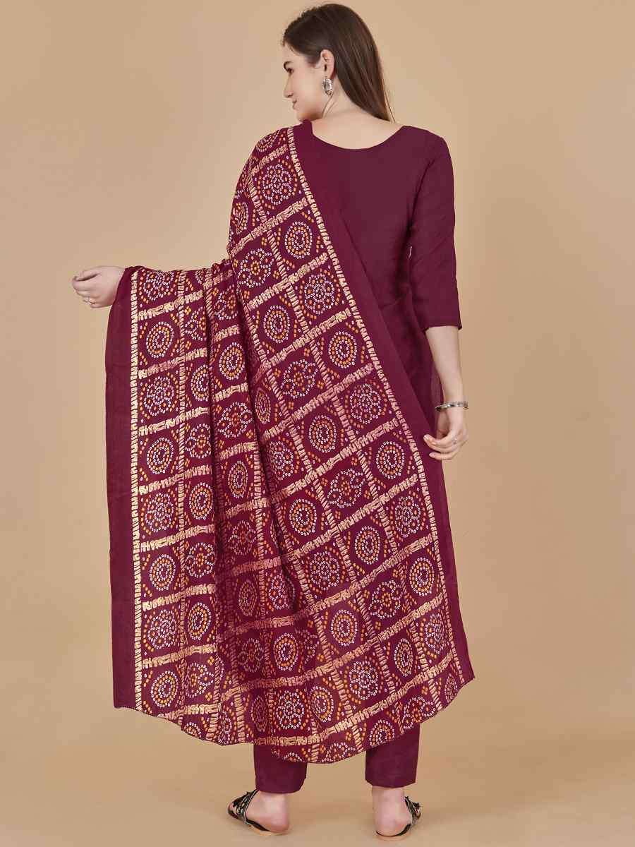 Magenta Banarasi Jacquard Santoon Chinon Handwoven Casual Festival Pant Salwar Kameez