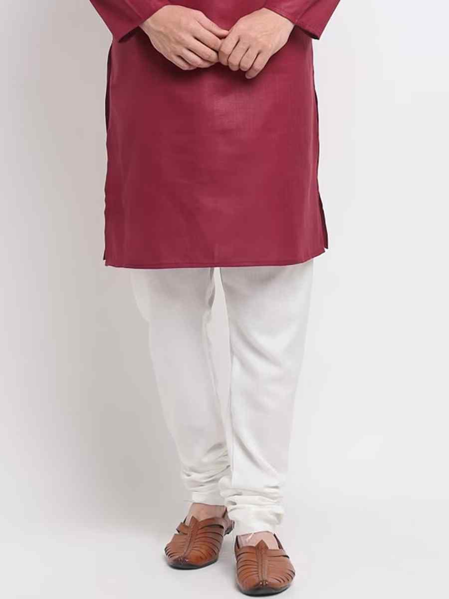 Magenta Cotton Blend Plain Festival Casual Kurta