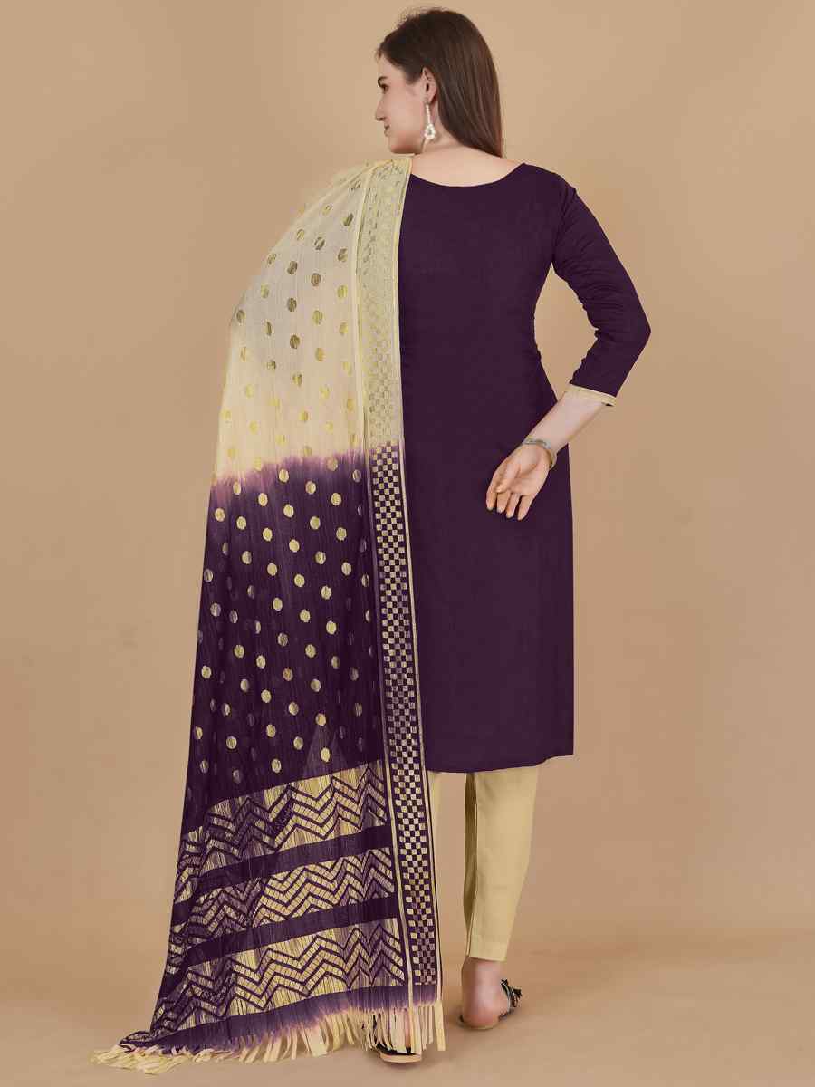 Magenta Cotton Jacquard Handwoven Casual Festival Pant Salwar Kameez