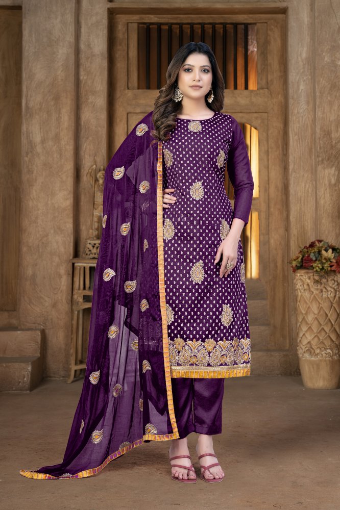 Magenta Modal Chanderi Zari Festival Party Pant Salwar Kameez