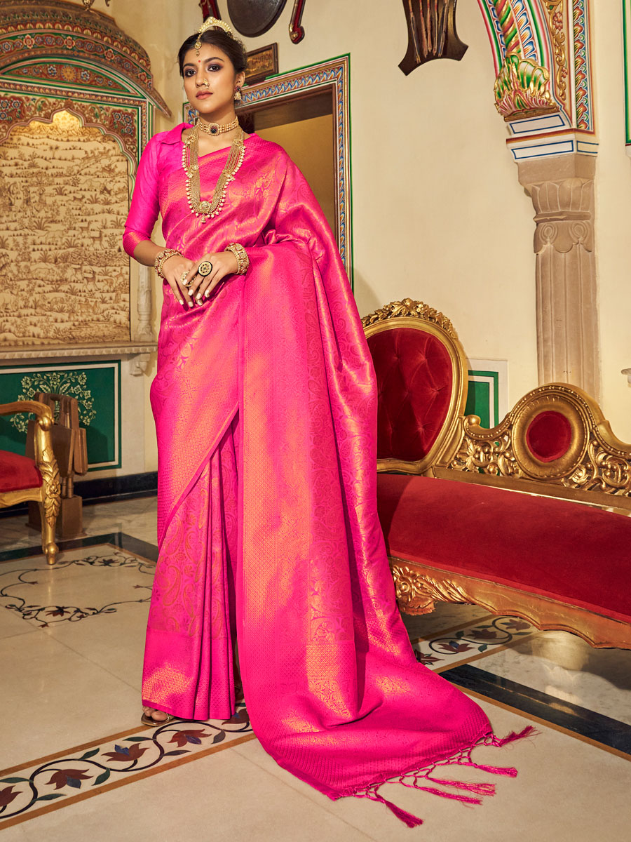 Magenta Pink Silk Handwoven Party Saree