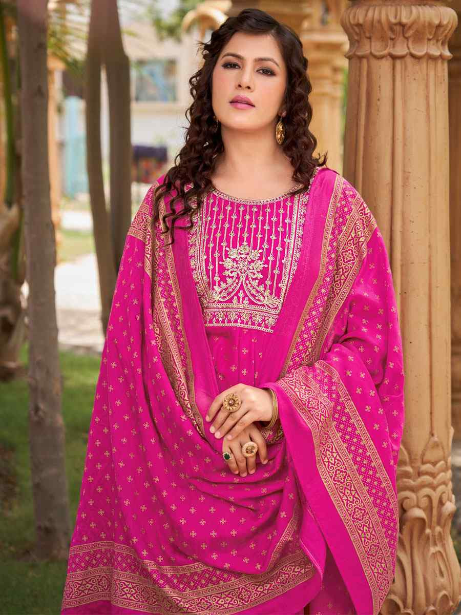 Magenta Rayon Embroidery Party Wedding Festival Casual Ready Anarkali Salwar Kameez