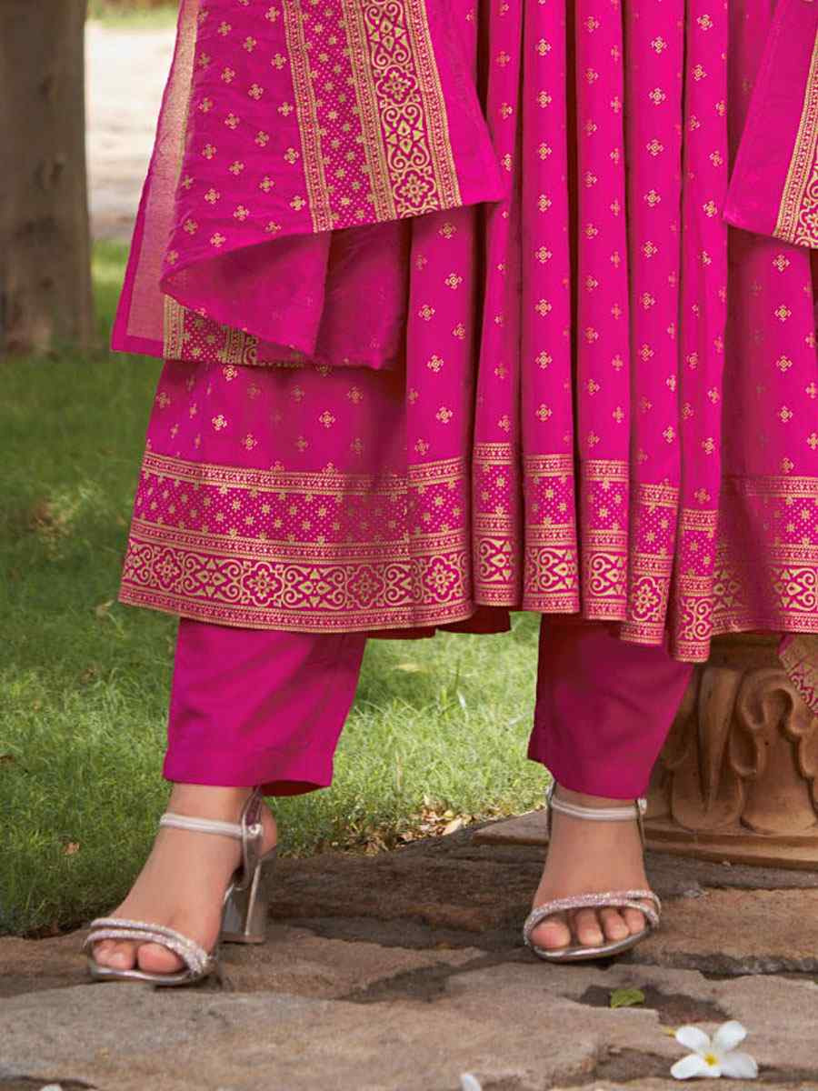 Magenta Rayon Embroidery Party Wedding Festival Casual Ready Anarkali Salwar Kameez