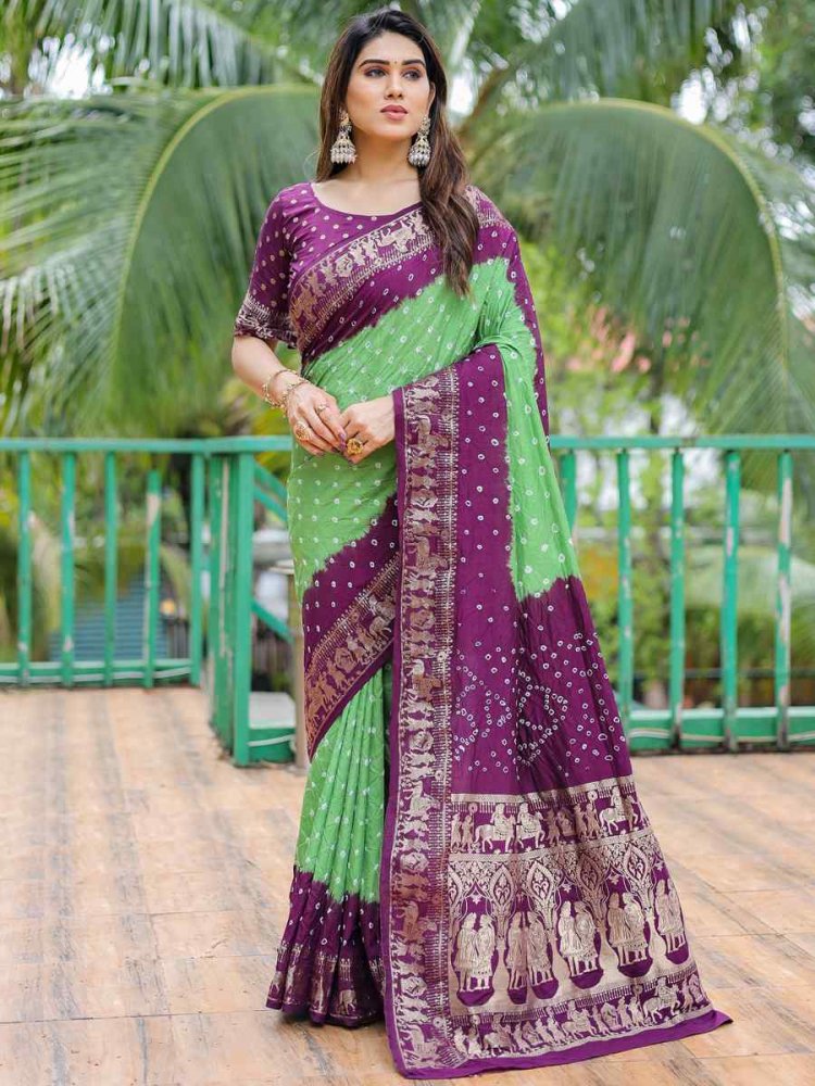 Mahendi Dola Silk Handwoven Festival Wedding Heavy Border Saree