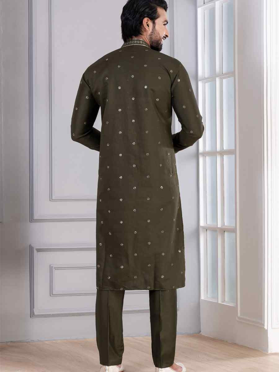 Mahendi Glame Cotton Embroidery Festival Wedding Party Mens Kurta