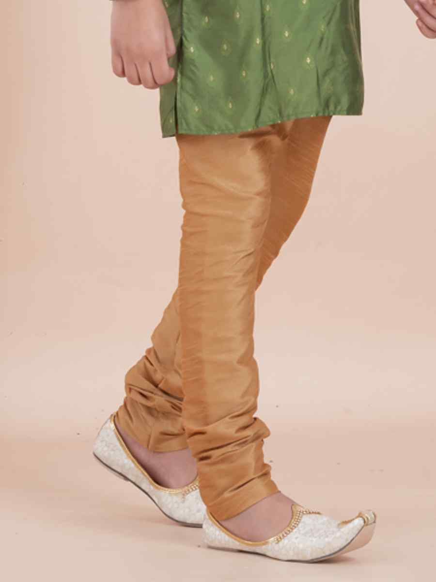 Mahendi Green Cotton Self Jacquard Embroidered Festival Traditional Kurta Pyjama Boys Wear