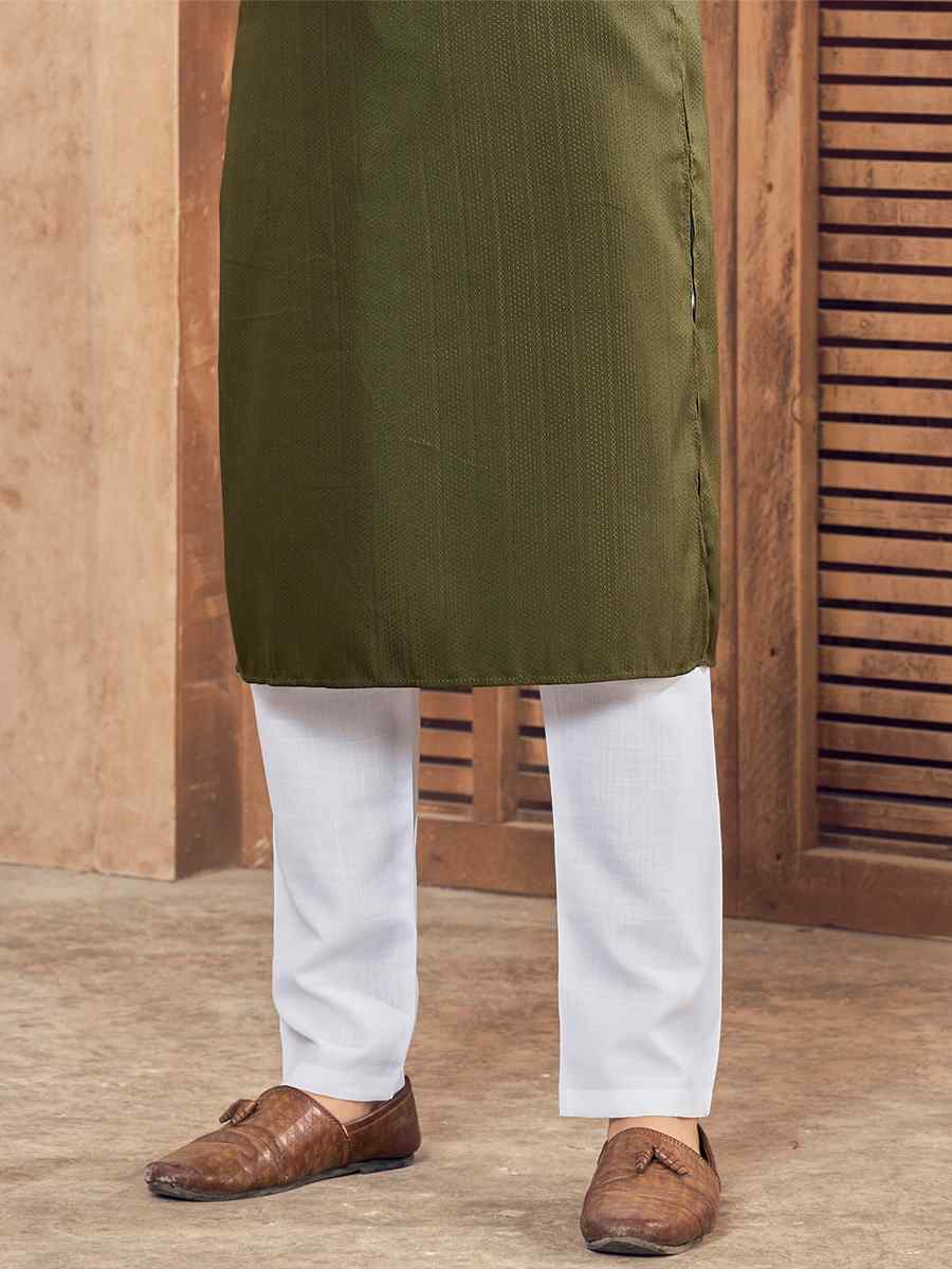Mahendi Green Pure Cotton Embroidered Festival Kurta